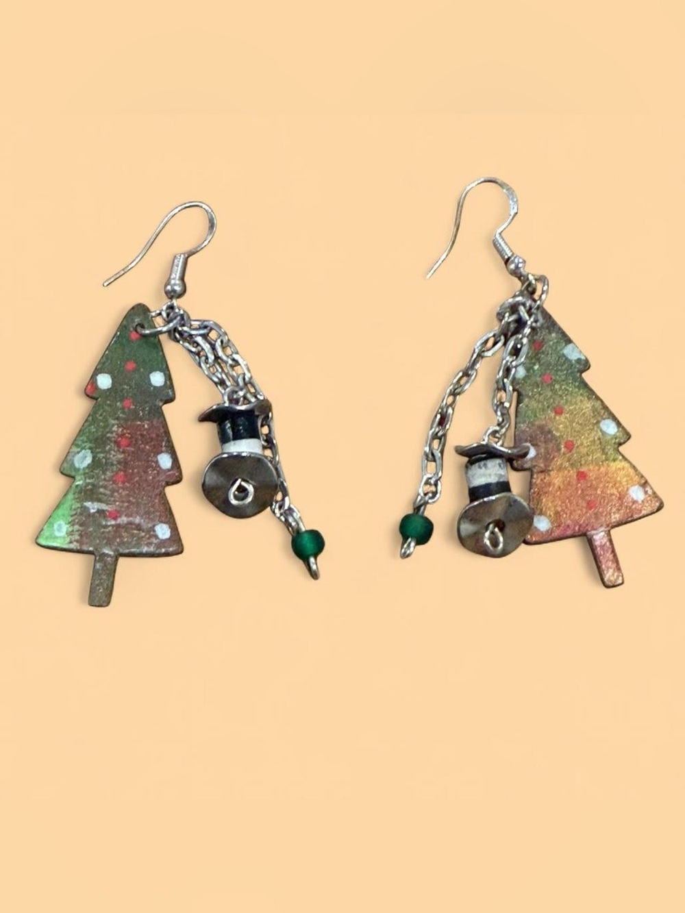 Christmas Tree Holiday Party Metal drop earrings